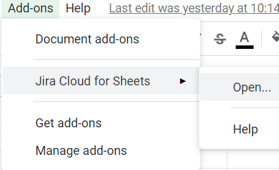 Google Sheets Jira Integration - Opening Jira Cloud for Sheets